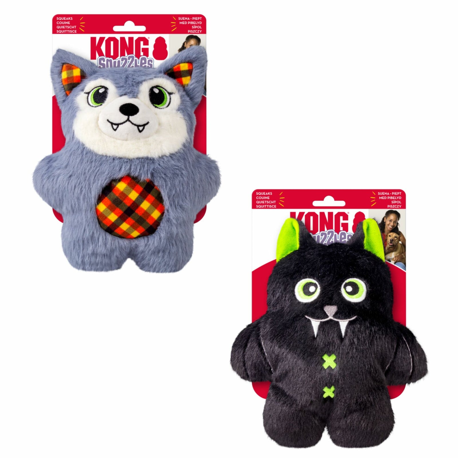 KONG Halloween Snuzzles Loup Garou et Chat Vampire XXL