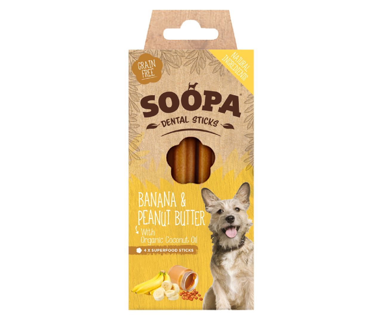 Sticks dentaires Soopa - Banane et Beurre de Cacahuète