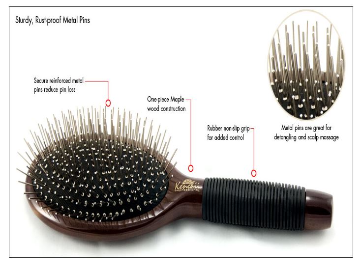 KENCHII - Brosse ovale à picots métal - Grande