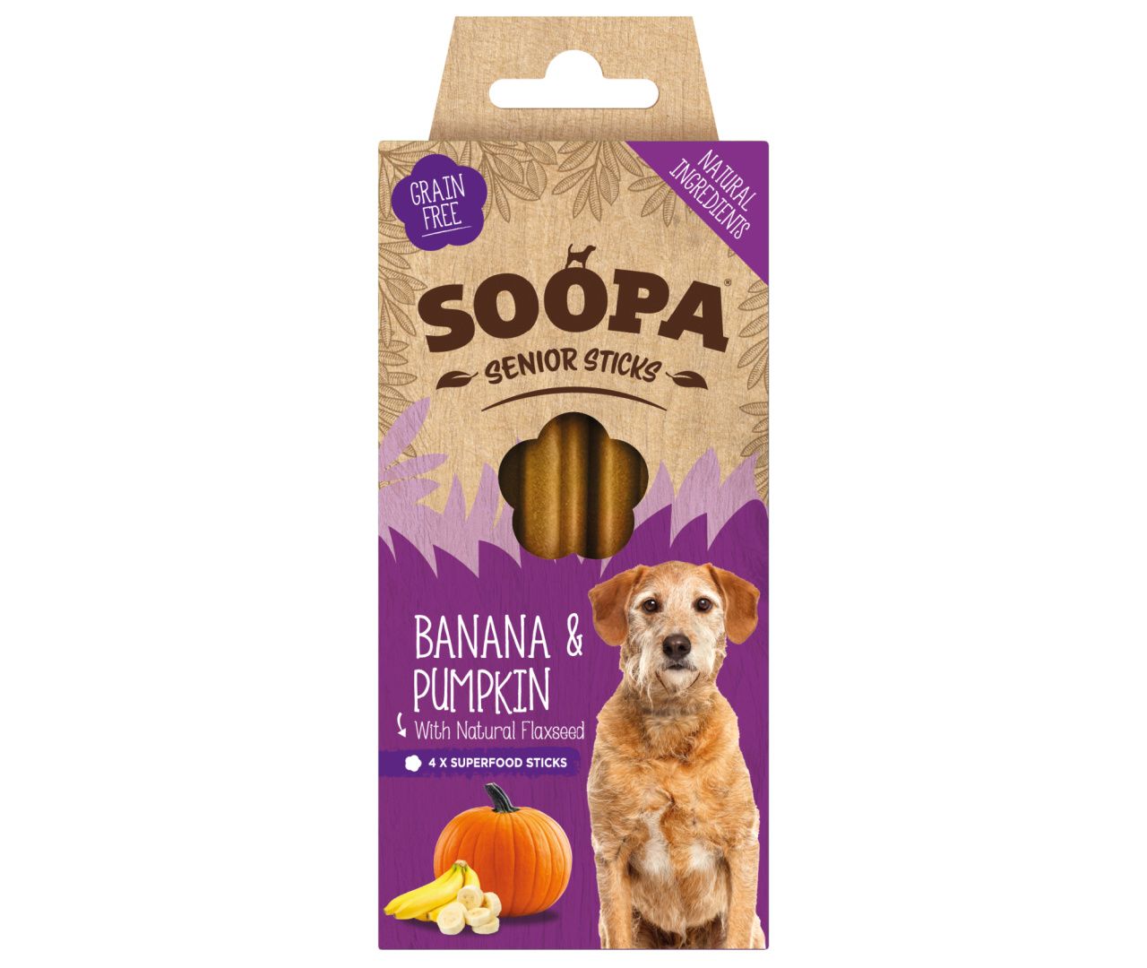 Sticks dentaires Soopa - SENIOR - Banane et Potiron