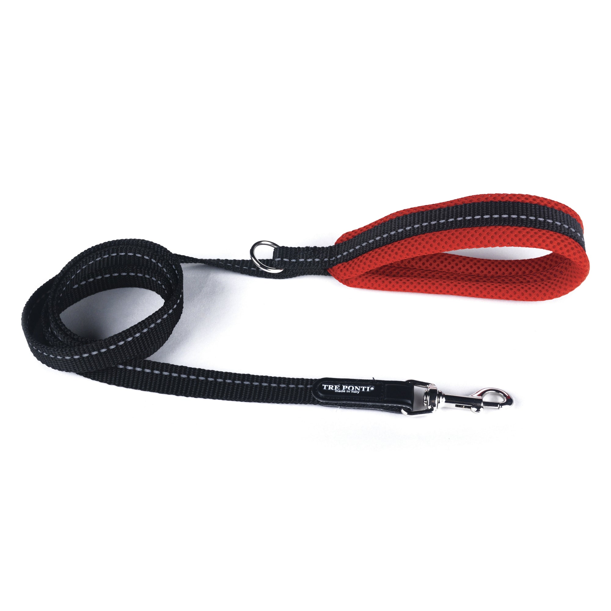 Laisse Tre Ponti Poignée en mousse - Gamme Noire & Rouge